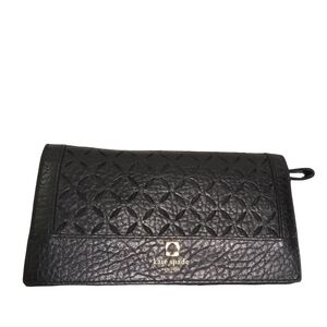 Kate Spade Women's Black Leather Wristlet Wallet Clutch Zip Organizer Bag